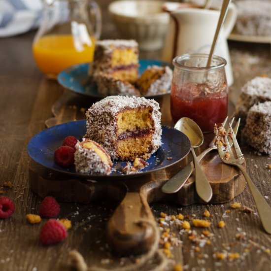 Strawberry filled Lamingtons