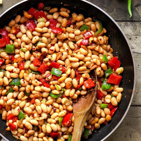 Kung Pao White Beans Skillet