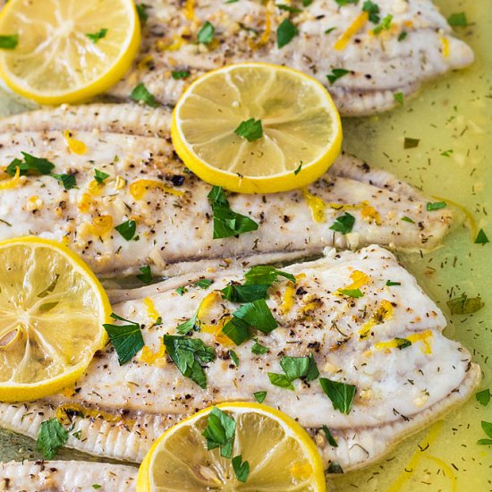 baked lemon butter flounder