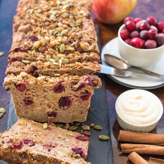 Cranberry apple GF breakfast loaf