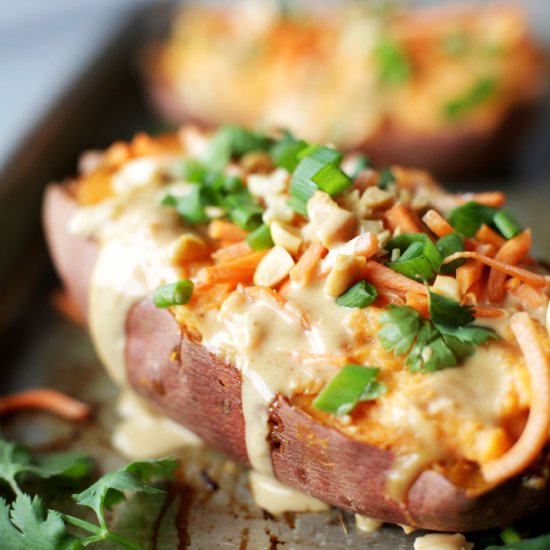 Thai, twice baked sweet potatoes