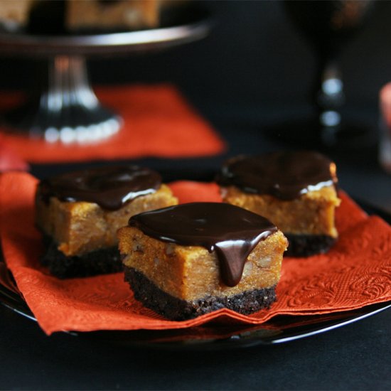 Brownie-Crusted Pumpkin Blondies