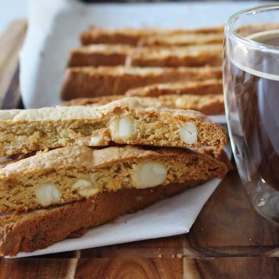 Macadamia White Choc Biscotti {gf}