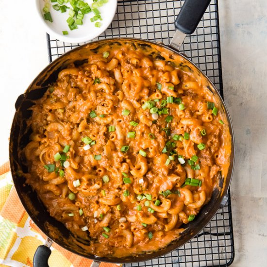 Cheesy Hamburger Pasta Skillet