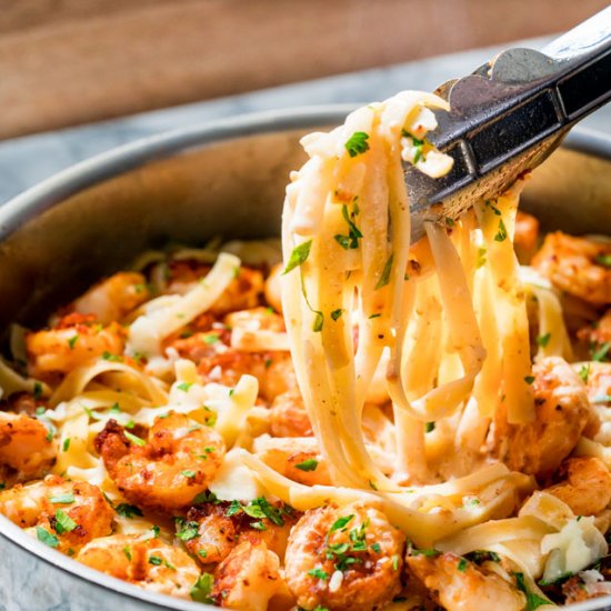 Crispy Cajun Shrimp Fettuccine