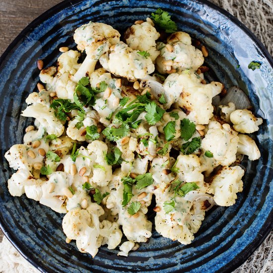 Roasted Cauliflower w/ Tahini Sauce