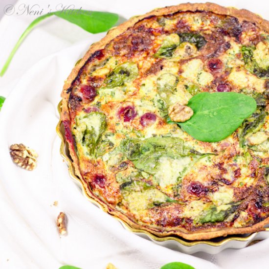 Grape, spinach & Gorgonzola quiche