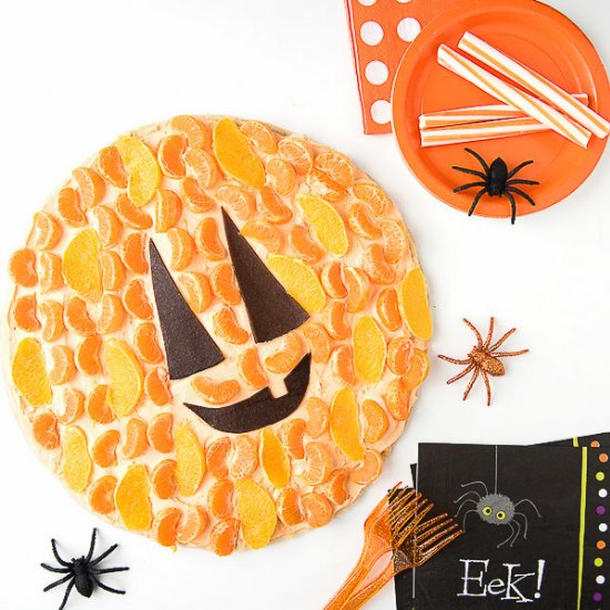 Jack-o-Lantern Fruit Dessert Pizza