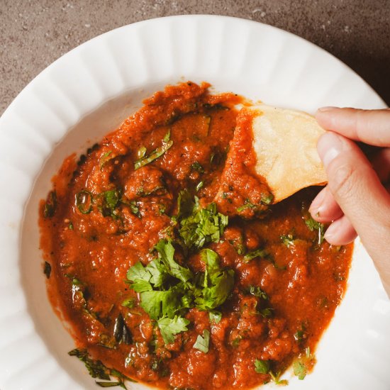 Pan Roasted Three Pepper Salsa