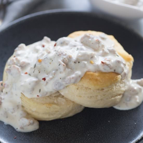 Sausage Gravy and Biscuits