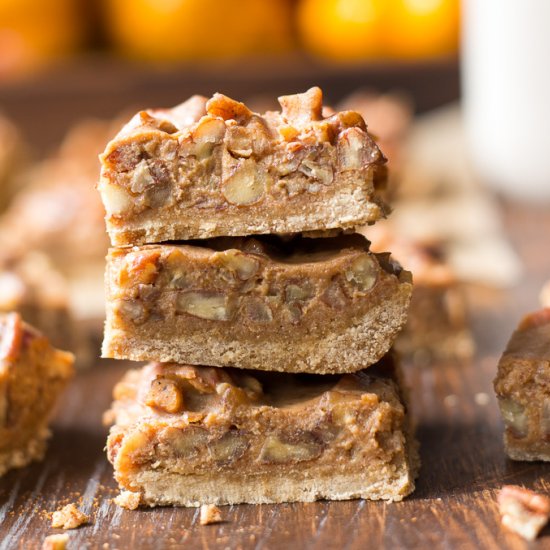 Pumpkin Caramel Pecan Fudge Bars