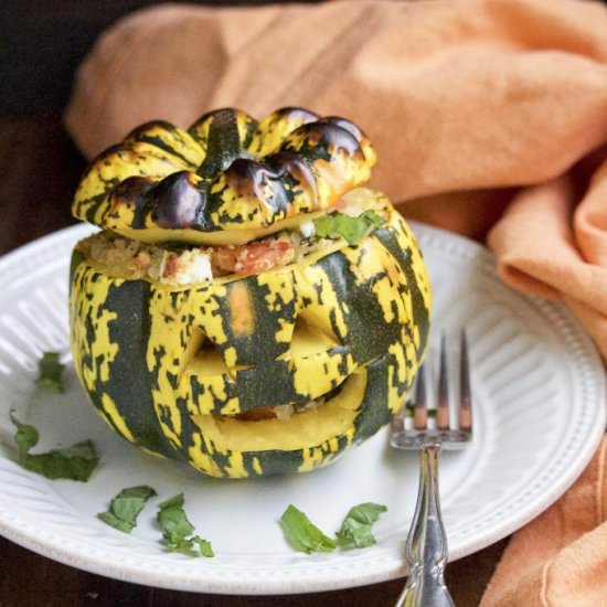 Jack-o-Lantern Stuffed Acorn Squash