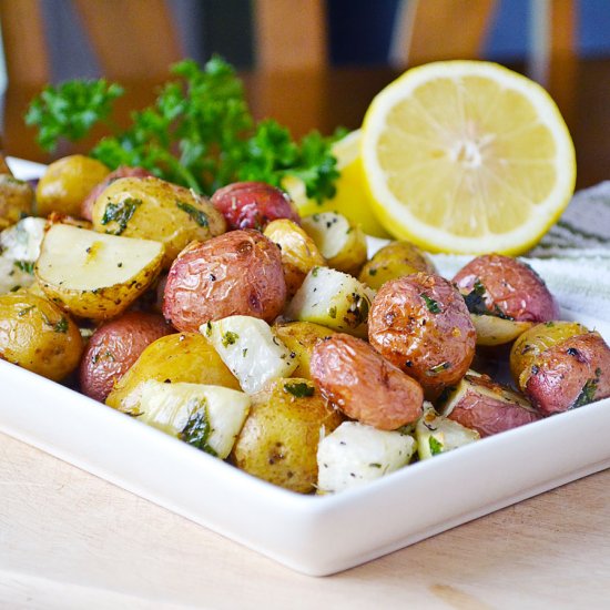 Roasted Kohlrabi and Potatoes