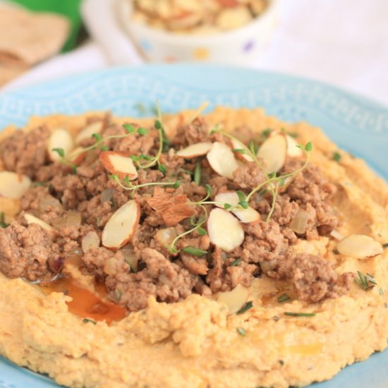 Minced Lamb with Rosemary Hummus