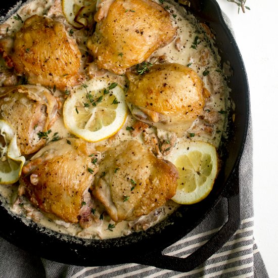 Chicken Thighs with Mushroom Cream