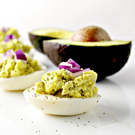 Spicy Avocado Deviled Eggs