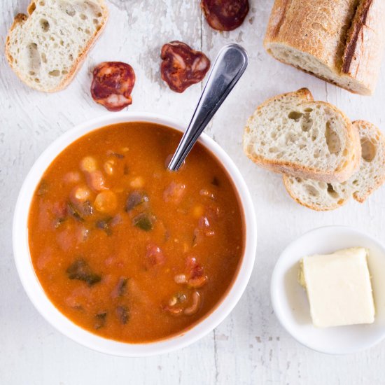 Spanish Chorizo Soup with Chickpeas