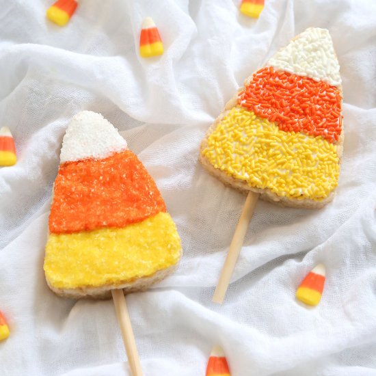 Candy Corn Rice Krispies Treat Pops