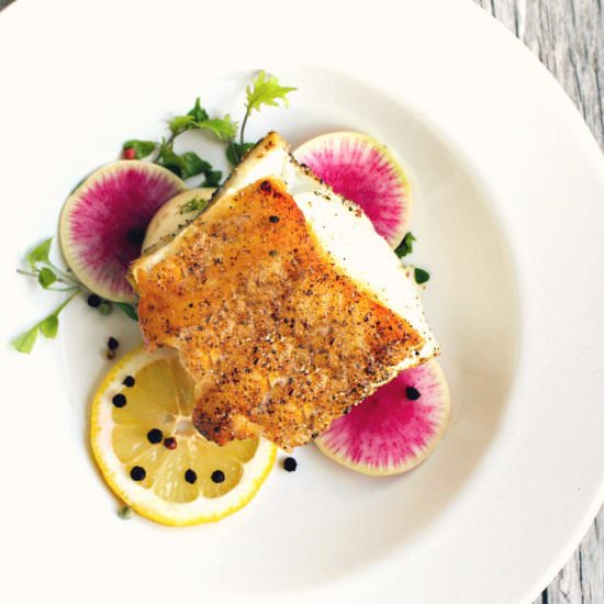 Salt + Pepper Crusted Sea Bass