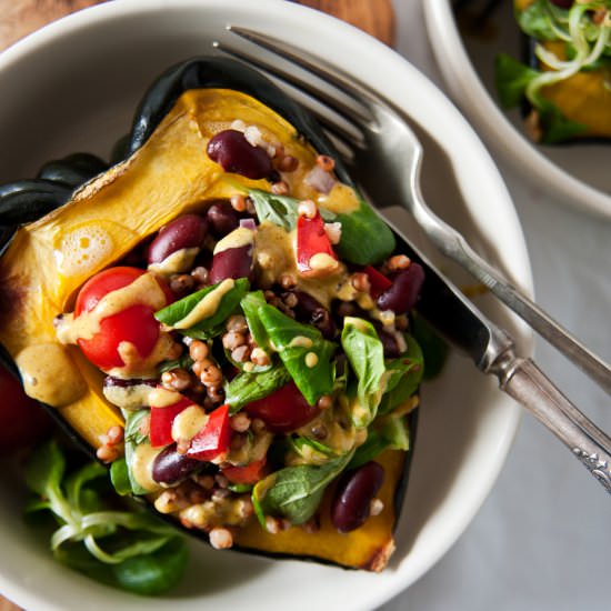 Roasted acorn squash with sorghum