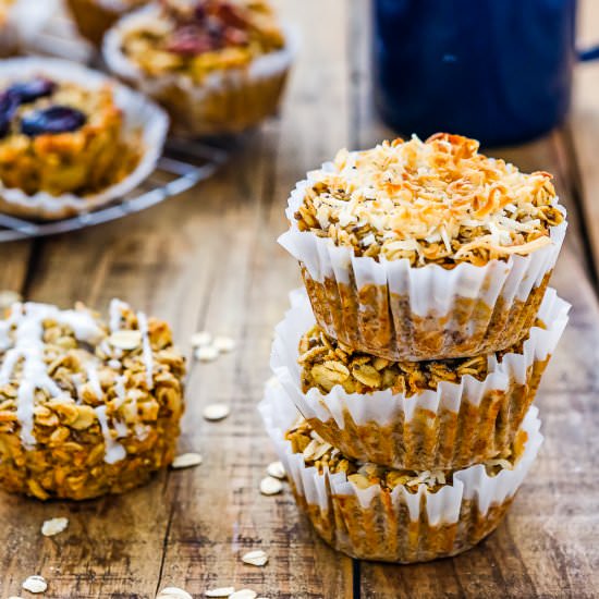 Eggless Baked Apple Oatmeal Muffins