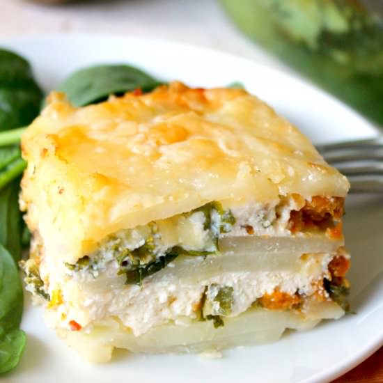 Squash & Kale Potato Lasagna