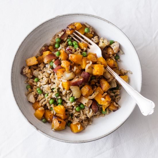 Gingery Rice with Squash & Peas