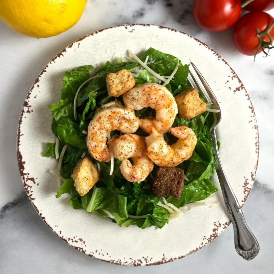 Caesar Salad with Roasted Shrimp