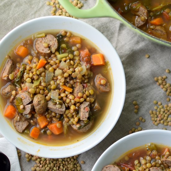 Vegetable & Sausage Lentil Soup