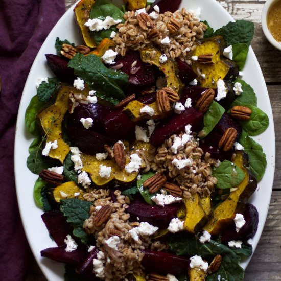 Roasted Beet and Acorn Squash Salad