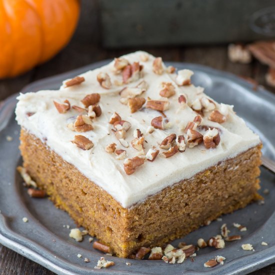 Pumpkin Cake w/ Butter Pecan Frosting