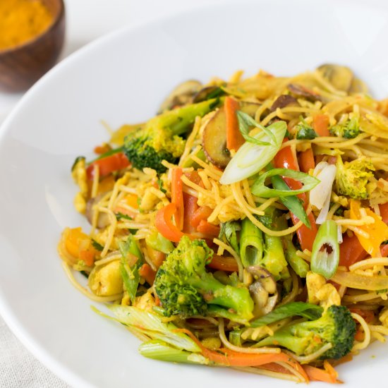 Curry Veggies and Rice Noodles