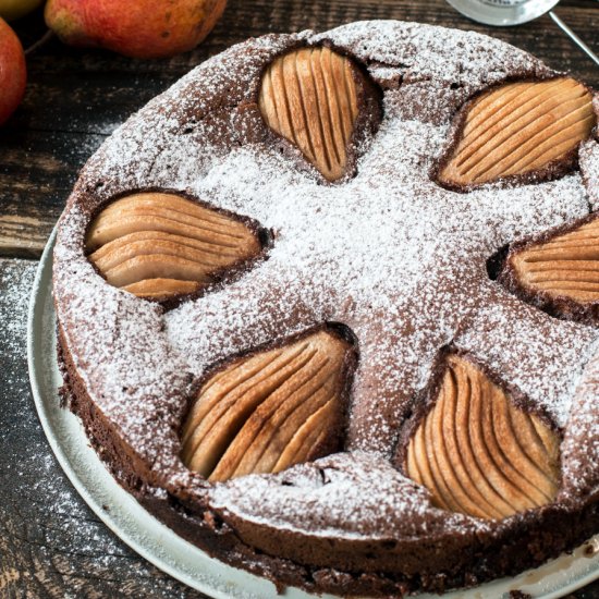 Almond Chocolate Pear Cake