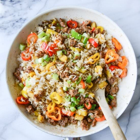 Pineapple chorizo rice bowls