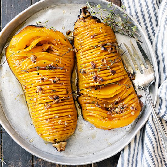 Maple Hasselback Butternut Squash