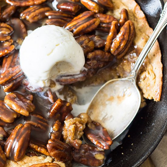 Skillet Blondie with Caramel Pecans