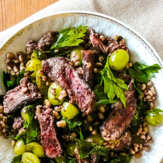 Beef Salad with Barley & Grapes