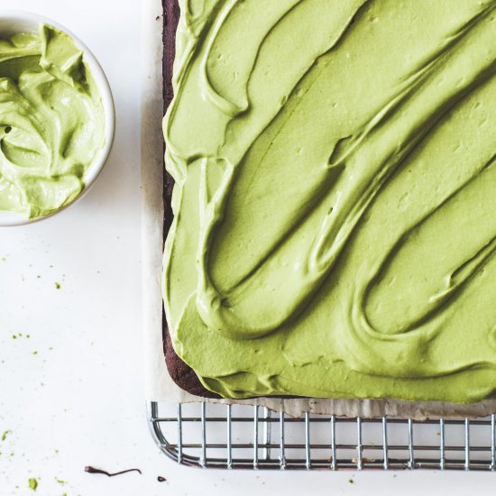 Dark Cocoa Brownies with Matcha