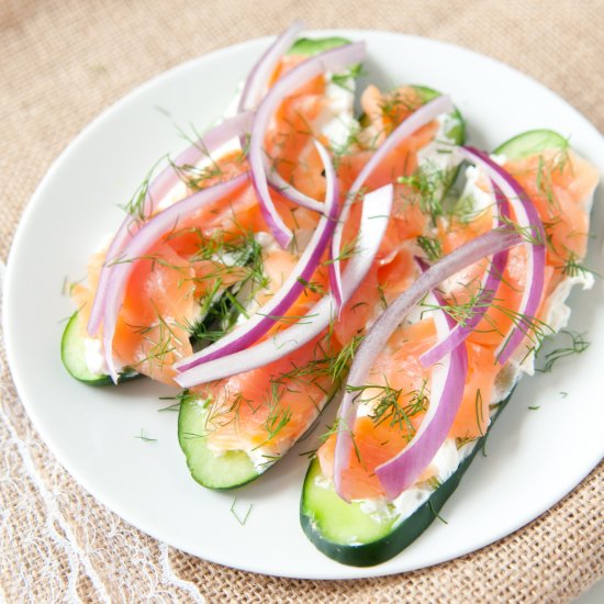 Smoked Salmon Cucumber Boats