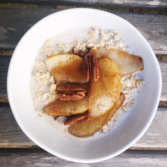 Overnight Oats with Pears + Pecans