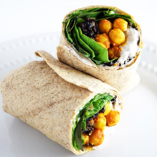 Quick Curried Chickpea Wraps