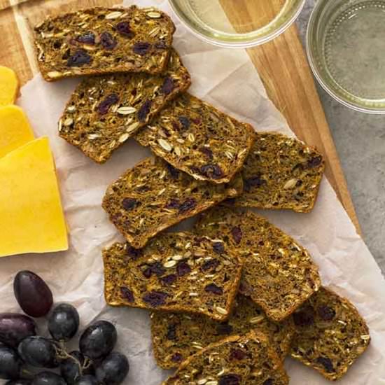 Pumpkin Cranberry Flaxseed Crisps