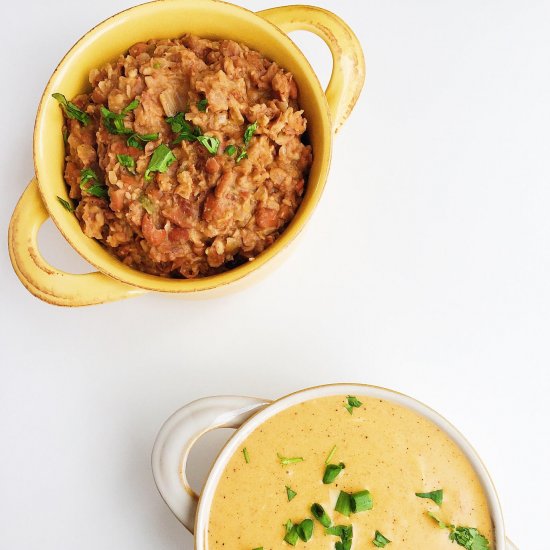 Healthy Queso and Refried Beans