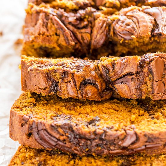 Nutella Swirled Pumpkin Bread