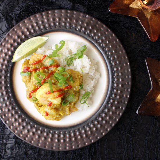 Jamaican Banana Curry with Shrimp