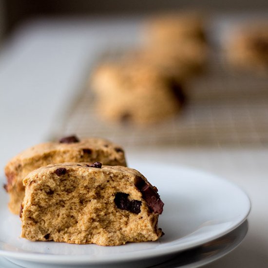 tahini + dark chocolate scones