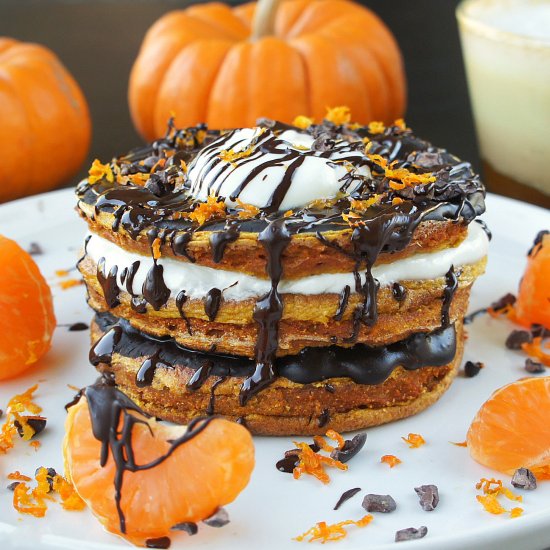 Chocolate Pumpkin Spice Pancakes