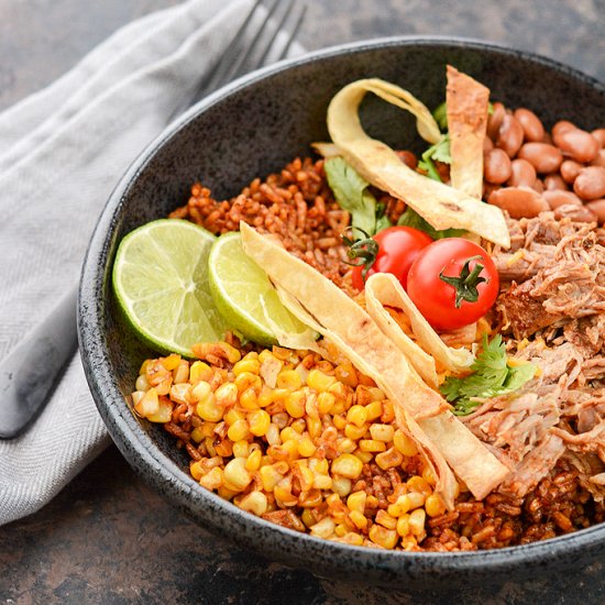 Slow Cooker Pork Enchilada Bowls