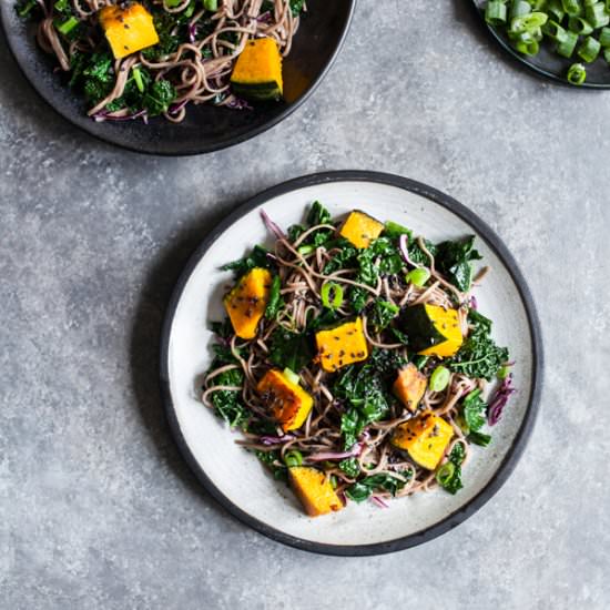 Kabocha Kale Sesame Soba Salad