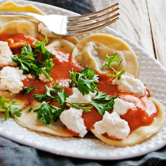 Beef Ravioli with Tomato Sauce